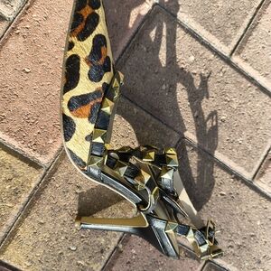 BCBGeneration Leopard and Gold Studded Heels